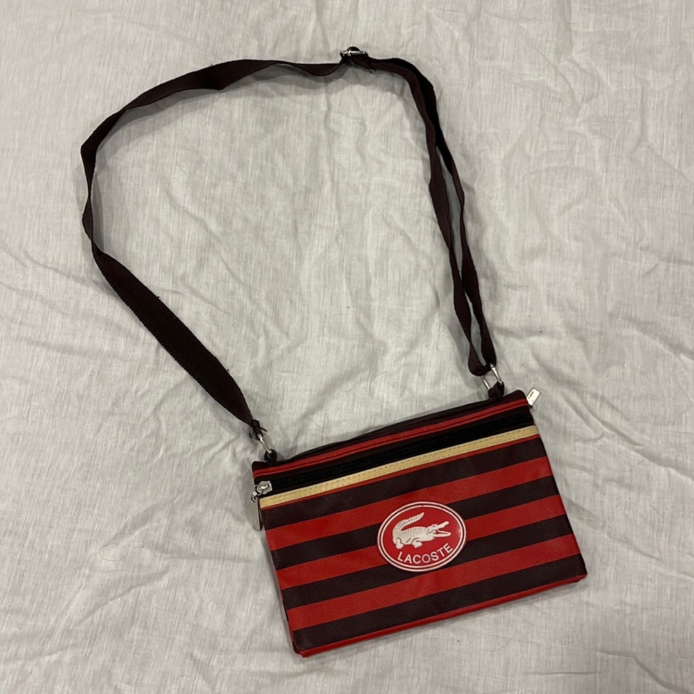 Lacoste leather adjustable side bag